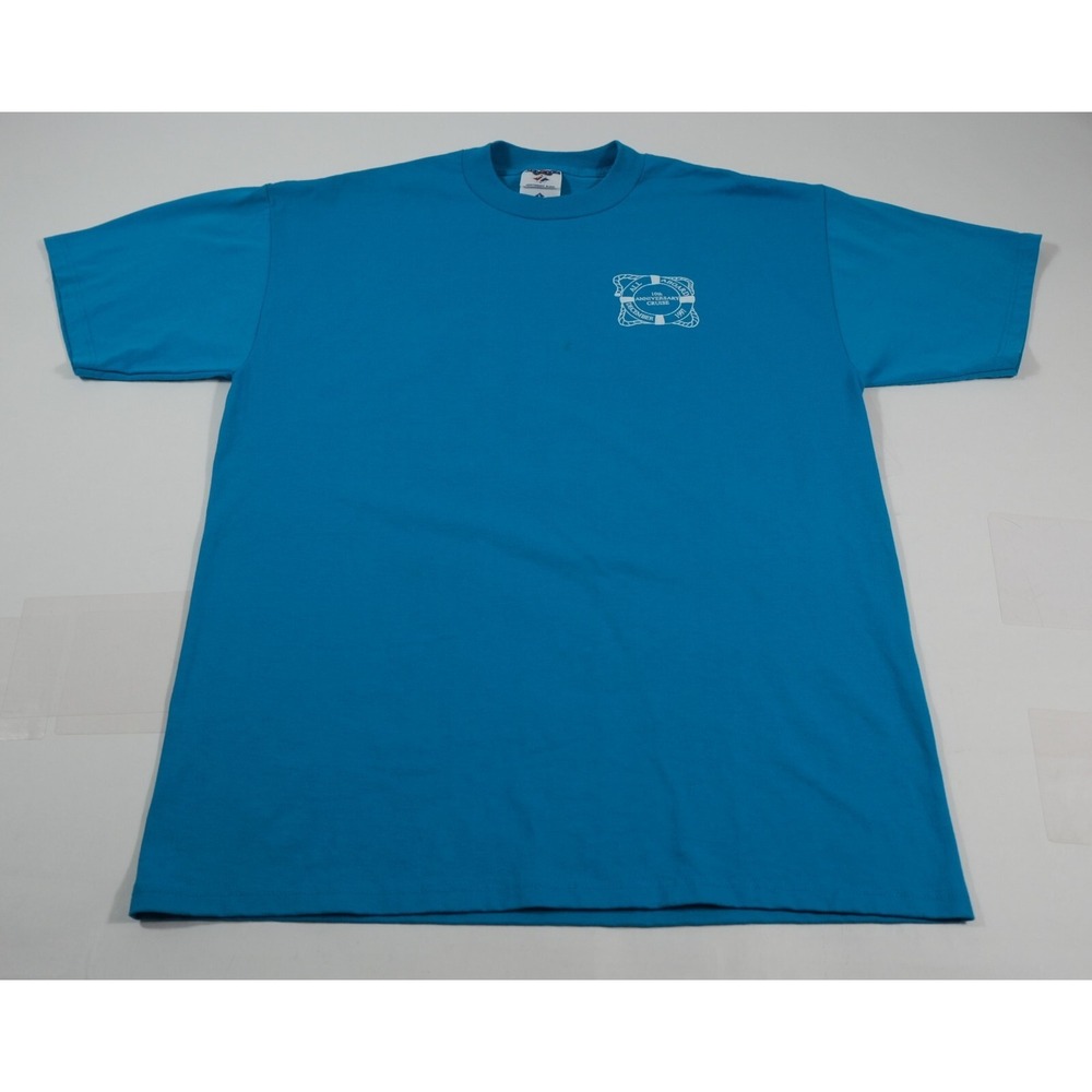 Jerzees T-Shirt Mens L Blue All Aboard 10th Anniversary‎ Cruise Vintage 90s USA